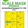 Art Scale 200-M48044 de Havilland Vampire T.3 wheels and canopy frame paint masks (inside and outside) 1/48