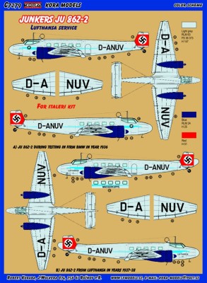 Kora Model C7279 Ju 86Z-2 Lufthansa service Conv.set (ITA) 1/72