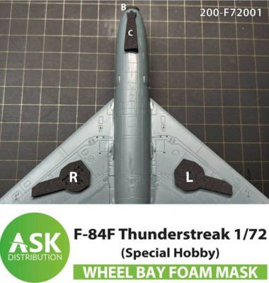 Art Scale 200-F72001 Republic F-84F Thunderstreak wheel bay FOAM flexible mask 1/72