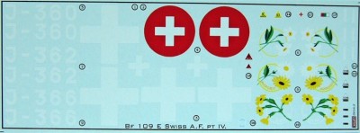 Kora Model DEC4874 Bf 109E-3A Emil (Swiss AF) Part IV. декали 1/48