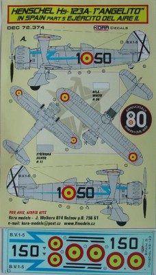 Kora Model DEC72374 Hs-123A-1 'Angelito' in Spain Vol.5 декали декали 1/72