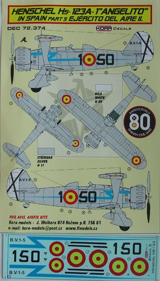 Kora Model DEC72374 Hs-123A-1 'Angelito' in Spain Vol.5 декали декали 1/72