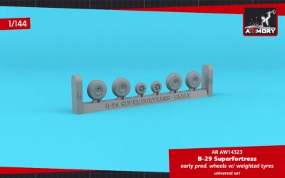 Armory ARAW14323 Boeing B-29 Superfortress early production wheels with weighted tyres 1/144