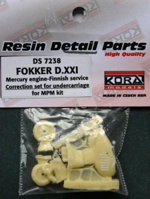 Kora Model DS7238 Fokker D.XXI Undercarr.Set Mercury eng. (MPM) 1/72