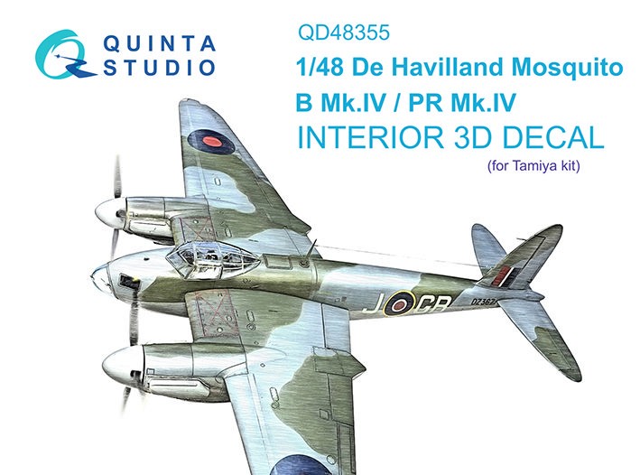 Quinta studio QD48355 DH Mosquito B Mk.IV/PR Mk.IV (Tamiya) 3D Декаль интерьера кабины 1/48