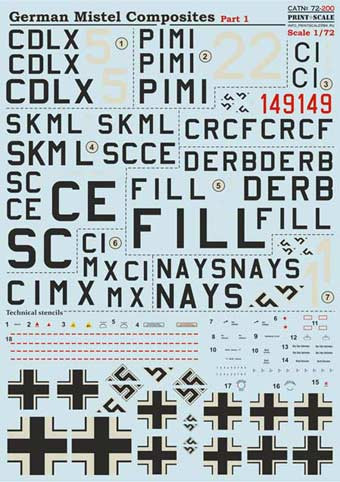 Print Scale 72-200 German Mistel Composites_72_part_1 Wet decal 1/72