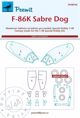 Peewit M48046 Canopy mask F-86K Sabre Dog (SP.HOBBY) 1/48