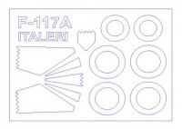 KV Models 72650 F-117A Stealth/Nighthawk (ITALERI #189,#1264) + маски на диски и колеса ITALERI 1/72