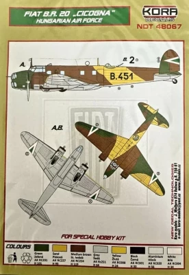 Kora Model 48067 Decals Fiat BR.20 Ruth Hungarian Air Force 1/48
