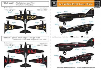 Sbs Model D72031 Декаль DH-88 Comet (Black Magic &amp; Salazar) 1/72