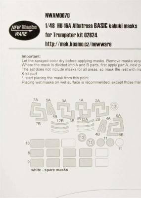 New Ware NWA-M0070 1/48 Mask HU-16 Albatross BASIC (TRUMP)