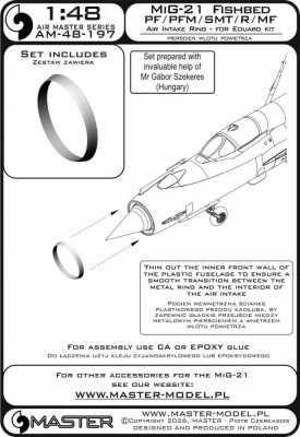 Master 48197 MiG-21 PF/PFM/SMT/R/MF metal air intake ring 1/48