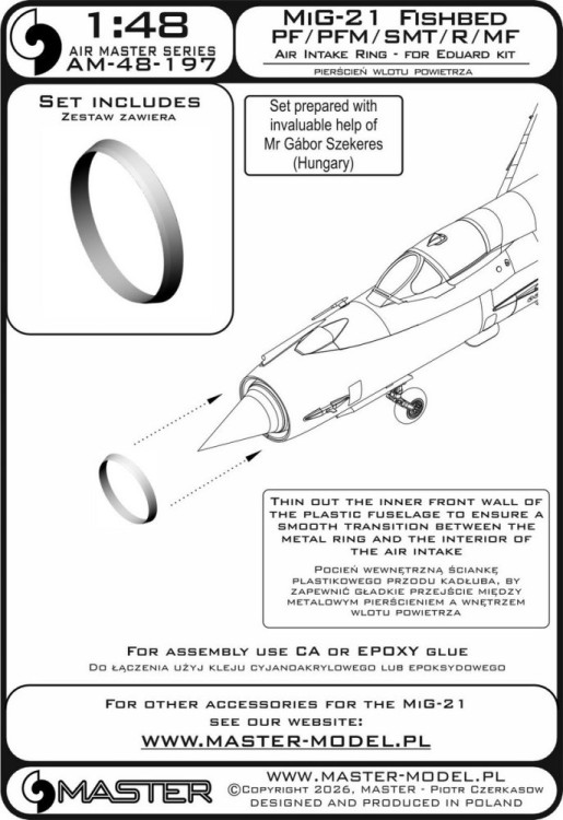 Master 48197 MiG-21 PF/PFM/SMT/R/MF metal air intake ring 1/48