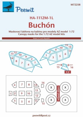 Peewit M72258 Canopy Маска HA-1112M-1L Buchon (AZ) 1/72