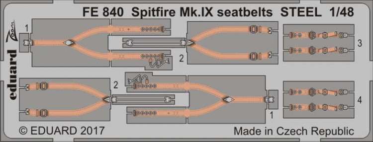 Eduard FE840 Spitfire Mk.IX seatbelts STEEL 1/48