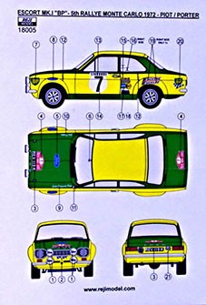 Reji Model 18005 Decal Ford Escort Mk.I RS - Monte Carlo 1969 1/18