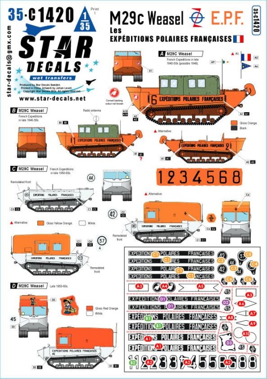 Star Decals 35-C1420 M29C Weasel - E.P.F. Les Expeditions Polaires Francaises - French Polar Expeditions 1/35
