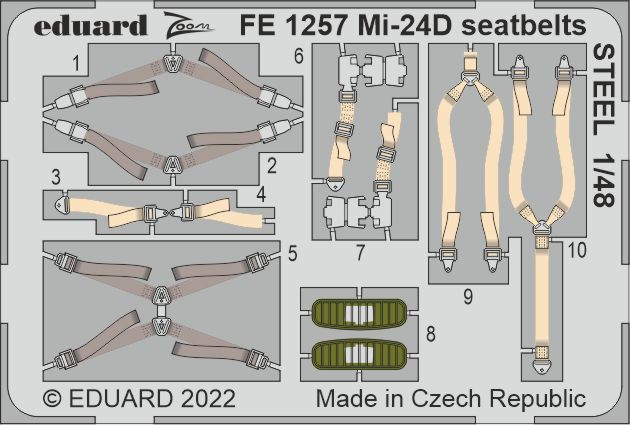 Eduard FE1257 Mi-24D seatbelts STEEL (TRUMP) 1/48