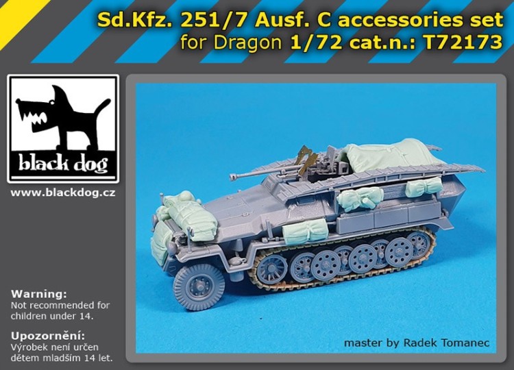 Black Dog T72173 Sd.Kfz.251/7 Ausf.C accessories set (designed to be used with Dragon kits) 1/72