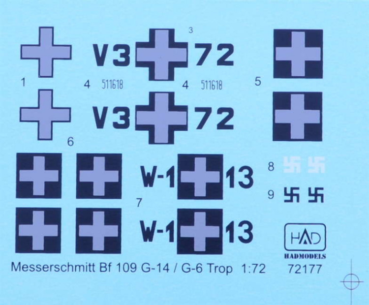 HAD 72177 Decal Messers. Bf 109 G-6 Trop/G-14 (2x camo) 1/72