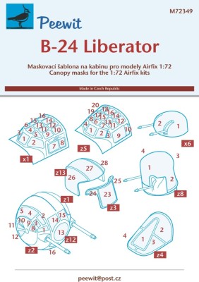 Peewit M72349 Canopy mask B-24 Liberator (AIRFIX) 1/72
