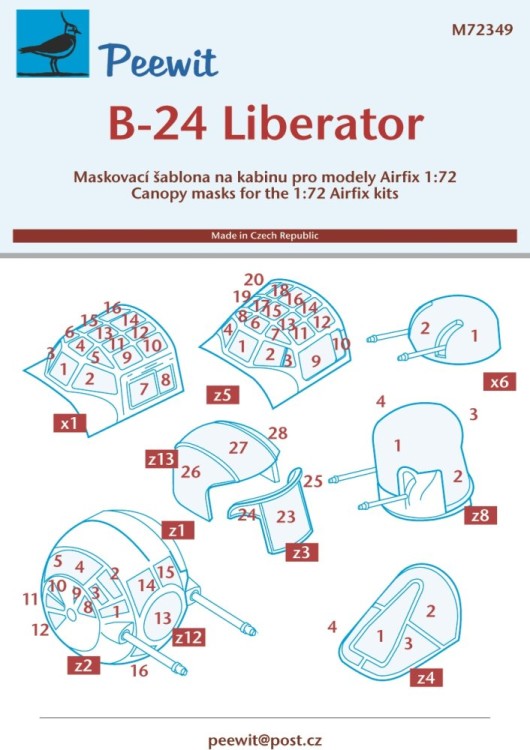 Peewit M72349 Canopy mask B-24 Liberator (AIRFIX) 1/72
