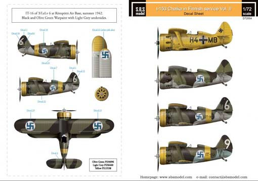SBS model D72004 Polikarpov I-153 Finnish Air Force WW II vol.II 1/72
