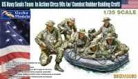 Gecko Models 35GM0060 Фигурки US Navy Seals Team In Action Circa 90s w/Combat Rubber Raiding Craft 1/35