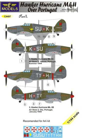 Lf Model C4497 Decals H.Hurricane Mk.II over Portugal Pt.1 1/144