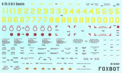 Foxbot Decals FBOT48012 North-American B-25C/B-25D/B-25J Mitchell Stencils 1/48