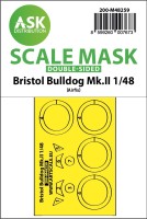 Art Scale 200-M48259 Bristol Bulldog Mk.II wheels and canopy frame paint mask (inside and outside) 1/48