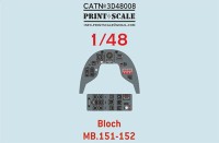Print Scale 3D48008 Instrumental panel Bloch MB. 151/MB. 152 1/48