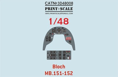 Print Scale 3D48008 Instrumental panel Bloch MB. 151/MB. 152 1/48