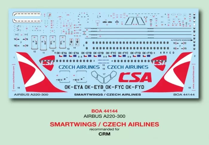 Boa Decals 44144 Decals A220-300 Smartwings with CSA livery 1/144