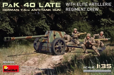 Miniart 35409 German 7.5cm AT Gun PAK 40 Late w/ Elite Crew 1/35