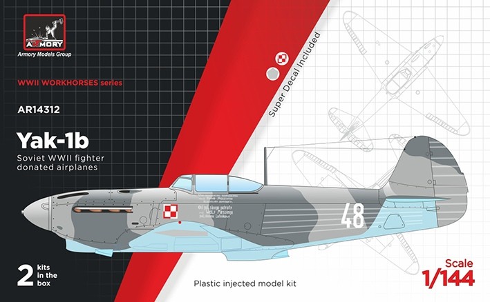 Armory AR14312 Yakovlev Yak-1b Donated Airplanes, Soviet WWII fighter "plastic injected kit with PE parts, superdecal" 1/144