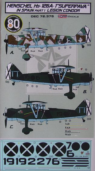 Kora Model DEC72375 Hs-126A-1 'Superpava' in Spain Vol.1 декали декали 1/72