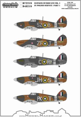 Model Maker Decals D72219 Hawker Hurricane Mk.I in Polish service part 1 1/72