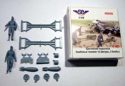 Scale Bureau 48008 RAF Подкатные тележки тип &quot;А&quot; +2 фигуры + 2 бомбы 1:48