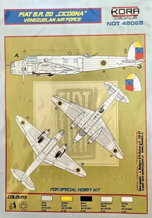 Kora Model 48068 Decals Fiat BR.20 Venezuelan Air Force 1/48