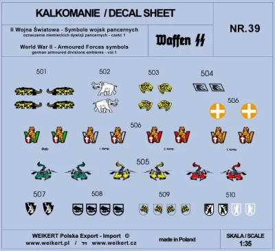 Weikert Decals 239 German Armoured Forces WWII symbols - part 1 1/35