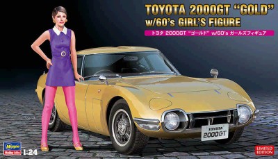 Hasegawa 52333 TOYOTA 2000GT &quot;GOLD&quot; w/60's GIRL'S FIGURE с фигуркой девушки 60-х годов(Limited Edition) 1/24