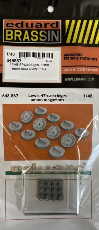 Eduard 648867 BRASSIN Lewis 47-cartridges ammo magazines 1/48