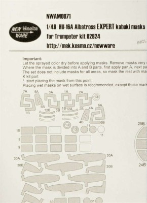 New Ware NWA-M0071 1/48 Mask HU-16 Albatross EXPERT (TRUMP)