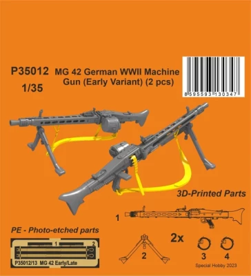 CMK P35012 MG 42 German WWII Machine Gun Early (2 pcs.) 1/35