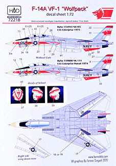 HAD 72218 Decal F-14A VF-1 'Wolfpack' 1/72