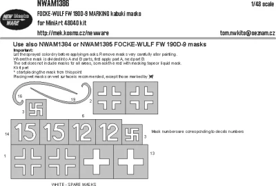 New Ware M1386 Mask Focke-Wulf FW 190D-9 MARKING (MINA) 1/48