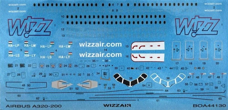 BOA Decals 44130 Airbus A320 WIZZAIR (ZVE) 1/144