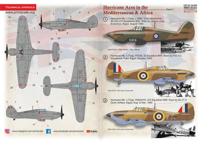 Print Scale C72458 Hurricane Aces MTO &amp; Africa - Part 1 (decal) 1/72