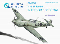 Quinta studio QD32047 Bf 109E-1 (для модели Eduard) 3D Декаль интерьера кабины 1/32